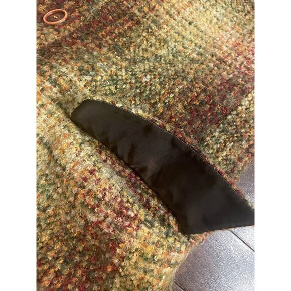 Vintage Etro Wool Coat Jacket 44 8 M Checker Long Peacoat Italy Multicolor Plaid - Picture 13 of 13